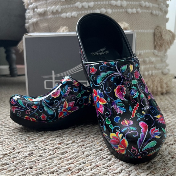 EUC - Dansko Professional Vivid Floral Patent Clog - Picture 1 of 15